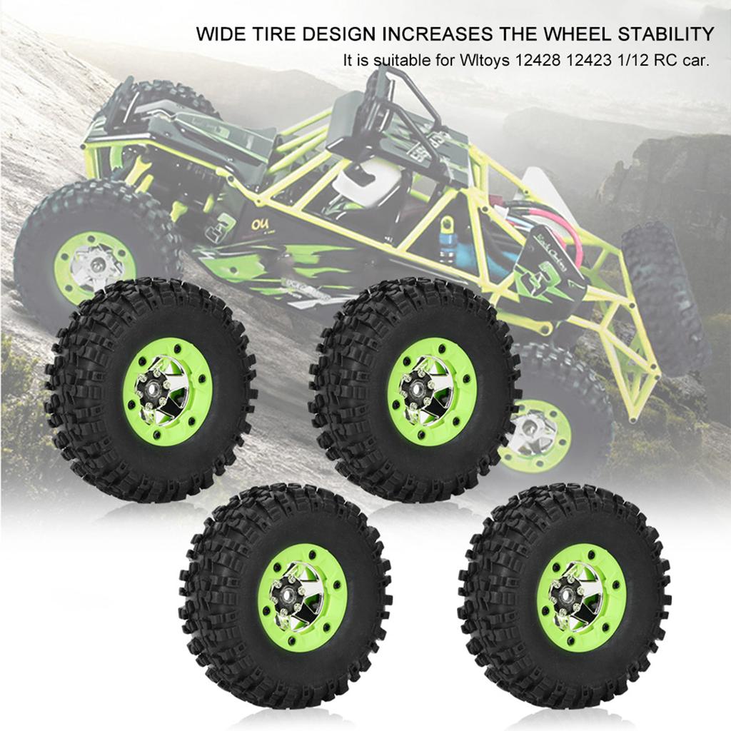 1 12 RC Car Tires Wheel Model Spar Parts for Wltoys 12428 12423(left Right Tire, 4pcs)