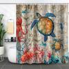 Coastal Marine Shower Curtain: Dolphin, Starfish, Seahorse, Seashell, Sea Turtle - Moisture-Proof, Mildew-Resistant, Waterproof, Beach Bathroom Décor