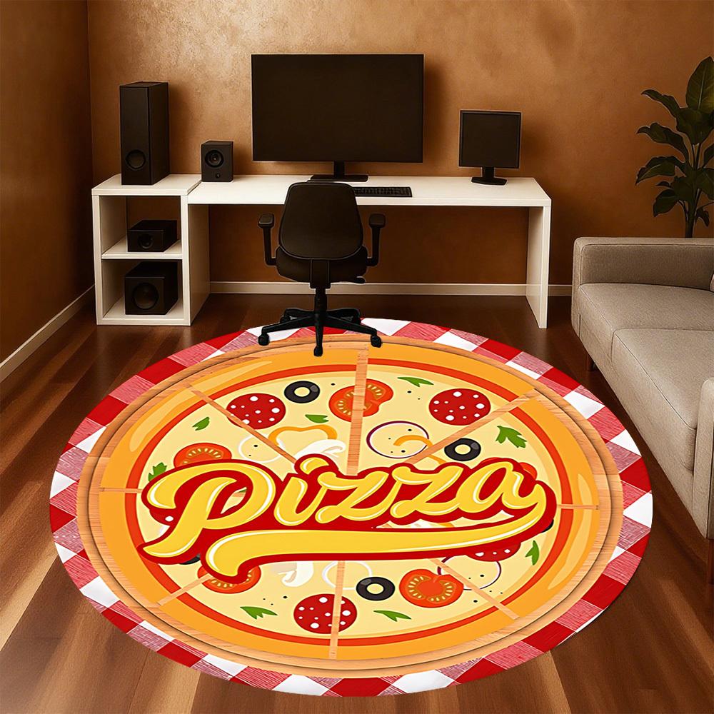 1pc Pizza Round Chair mat Area Rug - Non-Slip, Floor Mat for Office, Bedroom, and Indoor Decor c1125069