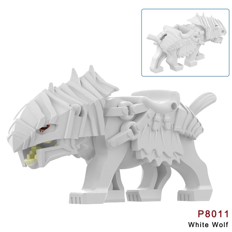 Medieval Castle Green Dragon Knight Building Blocks Figure Accessory Shield Vest Warhorse Cape Orc Flag Mount Wolf Toy Gift D123