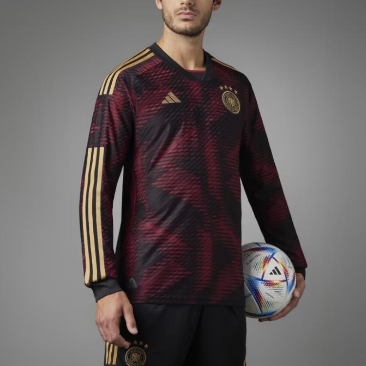 Adidas Striped V-Neck Slim Fit Long Sleeve Retro Football Shirt Men Tops Red HF1471