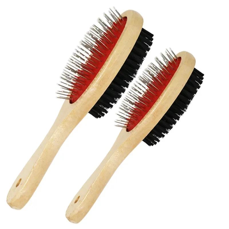1PCs Double-sided Pet Comb Big Dog Brush Beauty Comb for Cats Dogs Hair Removal Soft Brush Wooden Pet Comb Grooming Dog Supplies