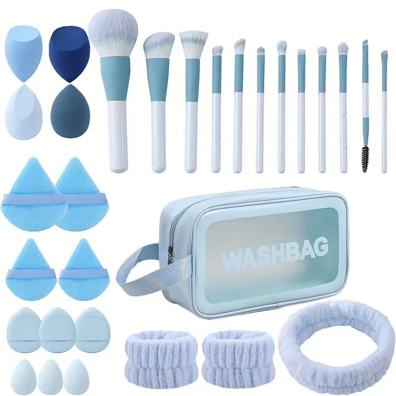 30pcs Ultra Deluxe Makeup Tools Makeup Brushes Makeup Storage Bag Liquid Foundation Wristband Headband Face and Eye Makeup