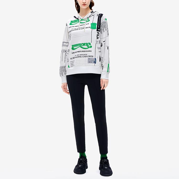 Fila X MIHARA Fashion Casual Letter Logo Loose Print Hoodie Women Hoodies Coconut-White F11W243208F-IV