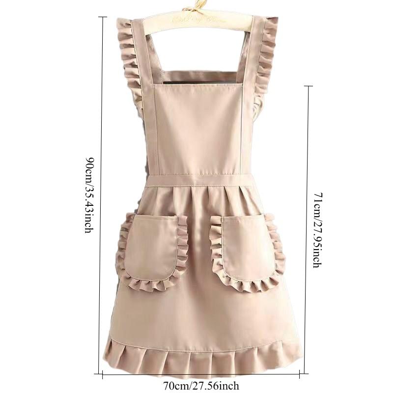 Adjustable Waist Maid Apron Durable Workwear for Salon Kitchen Home Cooking Korean Style