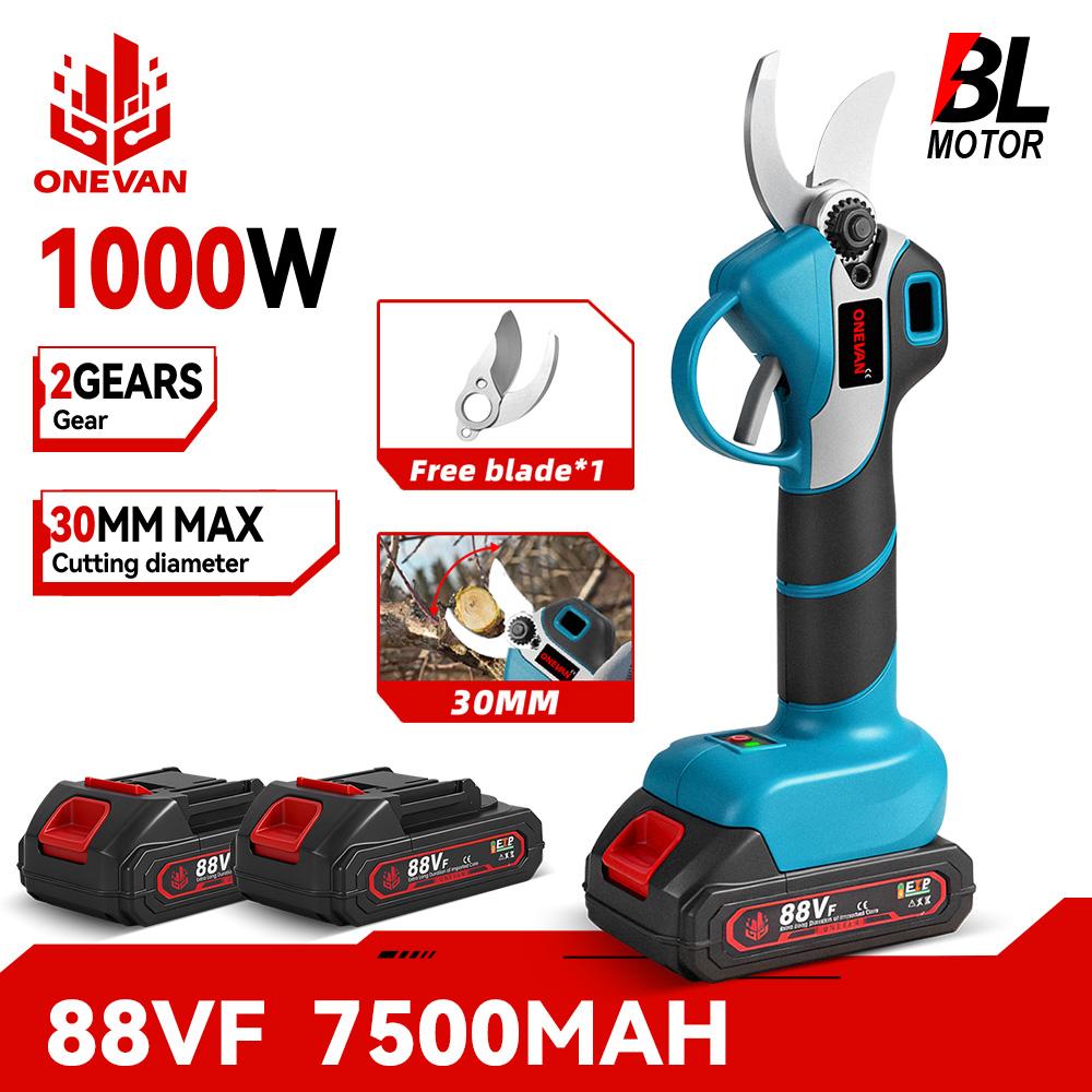 ONEVAN 30mm Brushless Electric Pruning Shear Cordless Scissor Tree Pruner Branch Cutter Garden Power Tool For Makita Battery Pin