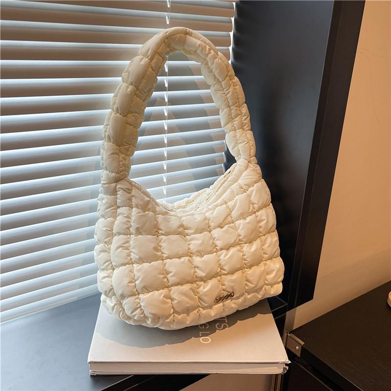 New pleated cloud bag versatile fashion single shoulder portable dumpling bag large capacity down cotton underarm women's bag