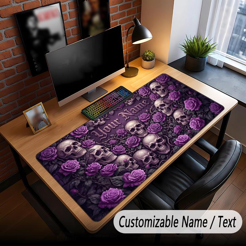 Skull Gothic Theme Custom Mouse Pad Personalized With Name Text Customized Desk Mat For Office Home Decor