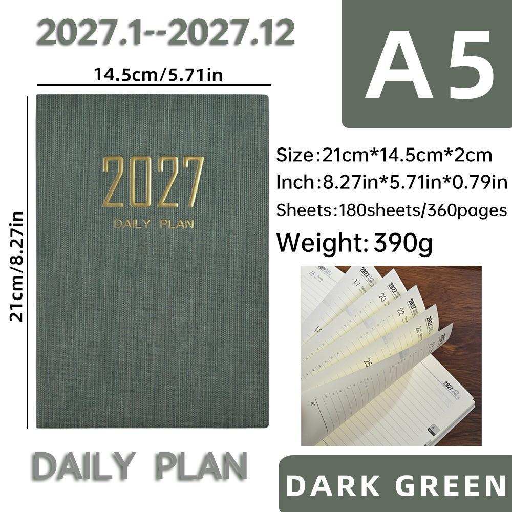 High Quality A5 2027 Agenda Book Mini Pocket with Calendar Appointment Book Notebooks Students зелёный