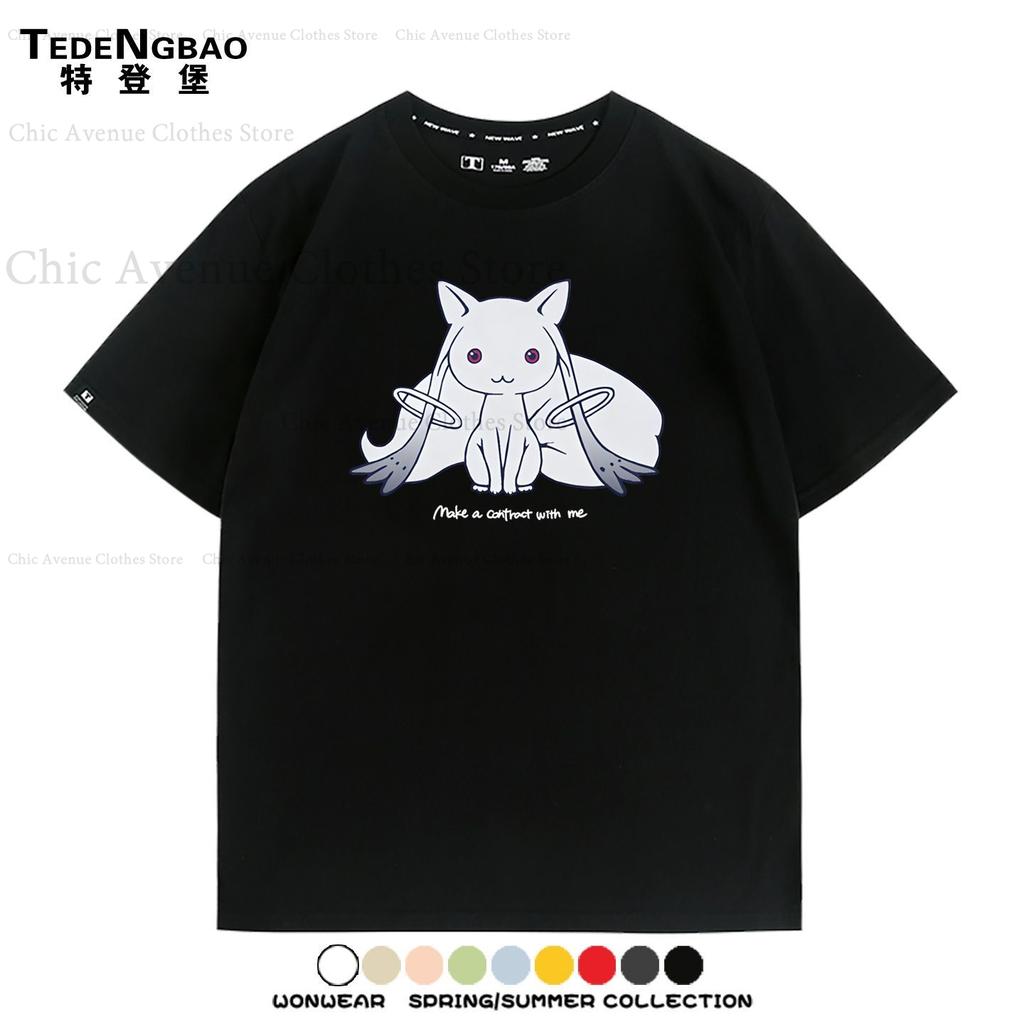 Anime Magica Quartet Kawaii Incubator Print Tshirt for Girl Summer Tops Cotton Short Sleeve Tee Tshirt Daily Clothing