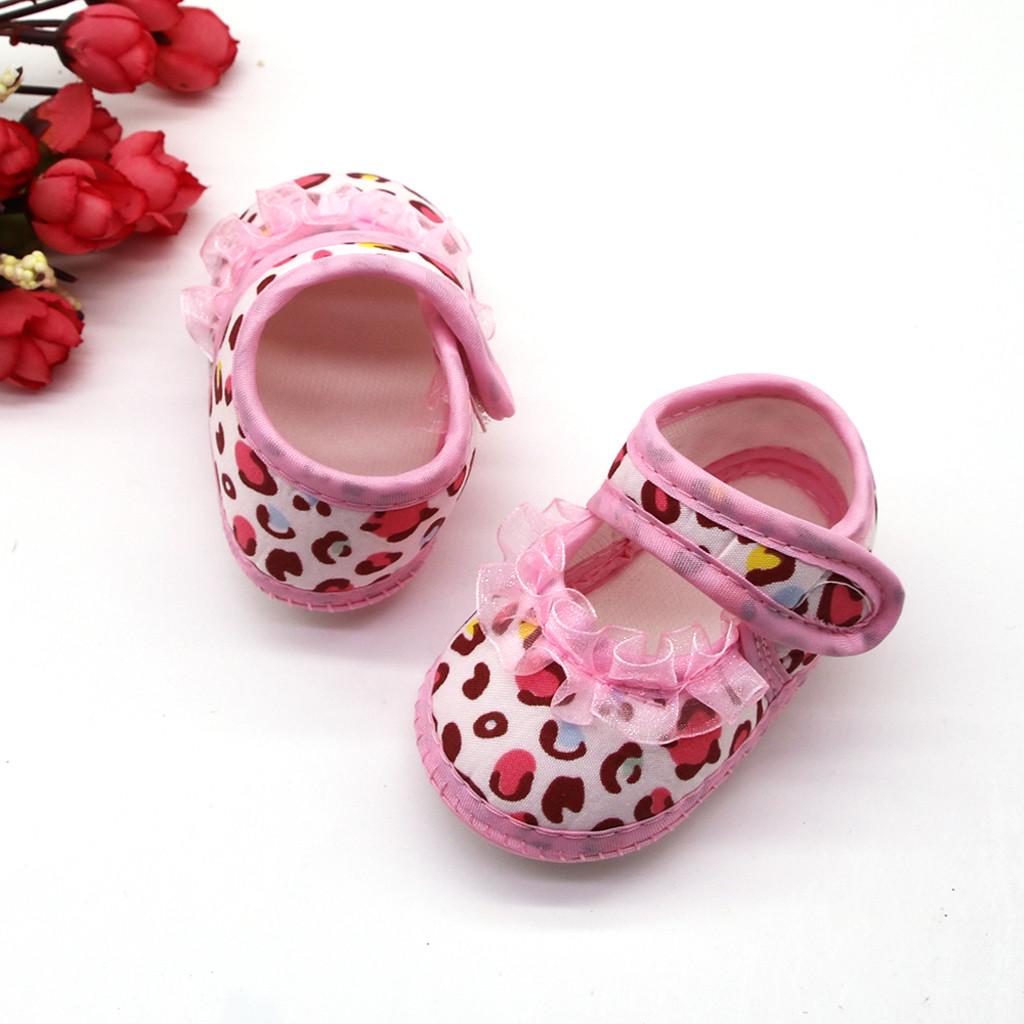 Newborn Baby Girls Leopard Print Prewalker Soft Sole Sandals Single Shoes