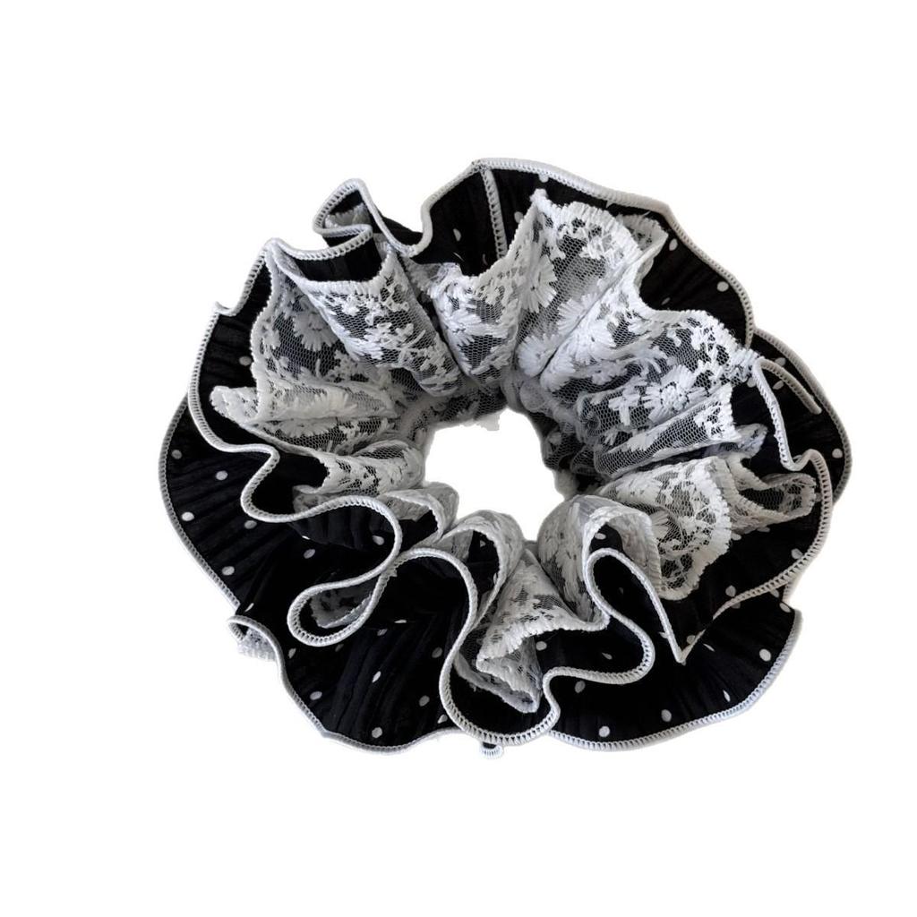 Korean Polka Dot Lace Hair Tie: Sweet, Versatile Women's Headband & Bun Accessory