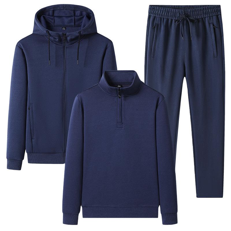 Men Spring Autumn Clothing Hooded Hoodies Suit Male 3 Pieces  Set Sweatshirt + Sweatpants Tracksuit Men Sportswear Sets