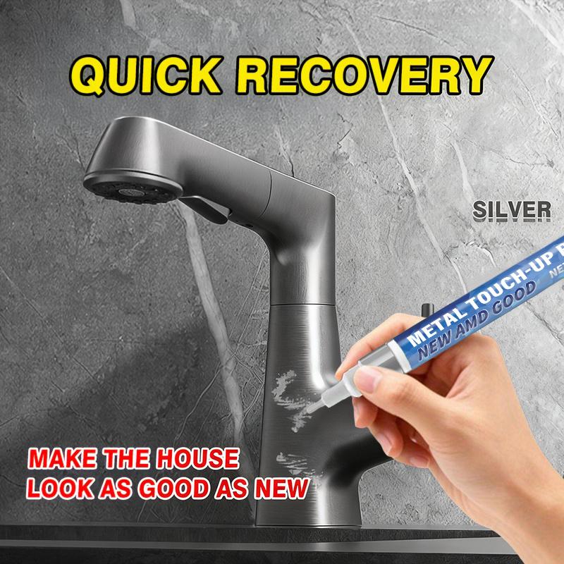 Metal Touch-Up Pen - Surface Scratch Repair, Paint Restoration for Bathrooms and Kitchens, Black, White, and Silver Touch-Up Pens, Suitable Fo