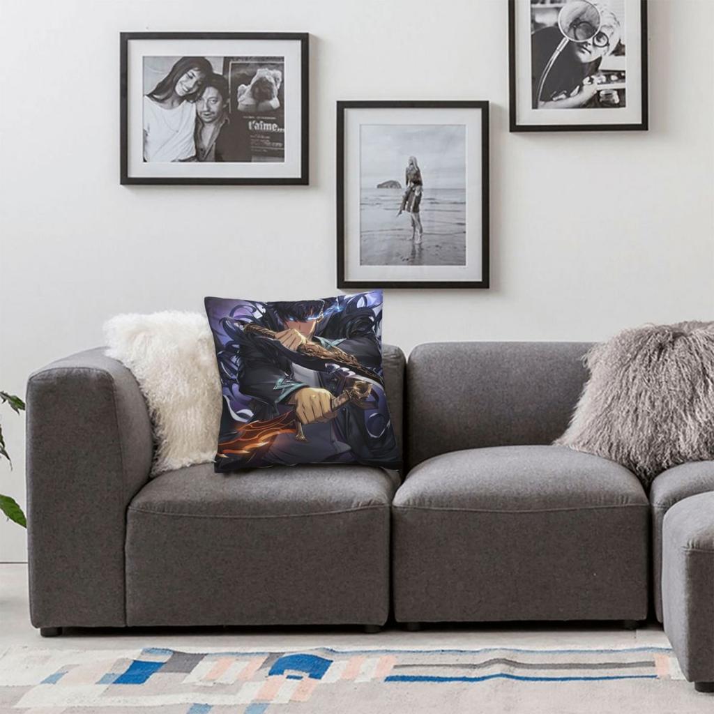 Anime Solo Leveling Pillowcase Soft Fabric Cushion Cover Decorations Pillow Case Cover Home Dropshipping 45*45cm
