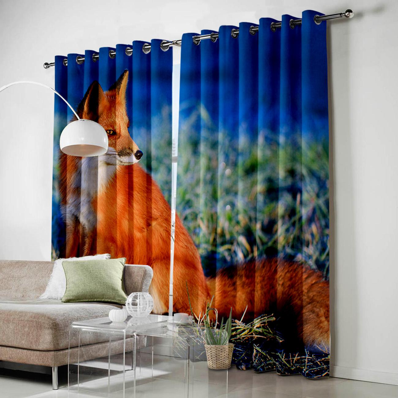 Шторы на окна с изображением красной лисы — фото 3