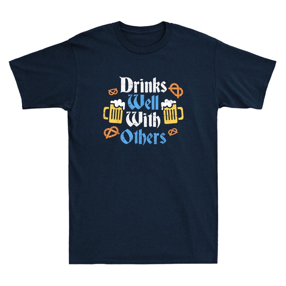 Drinks Well With Others Funny Oktoberfest Drinking Quote Vintage Unisex's T-Shirt
