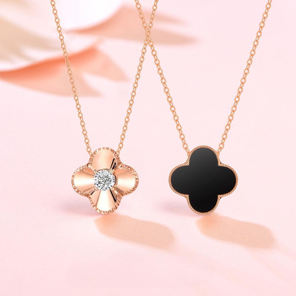 

Высококачественное роскошное ожерелье с четырьмя листочками клевера, женская мода, простая цепочка на ключицу Tide, подарок на День святого Валентина 925 silver чёрный