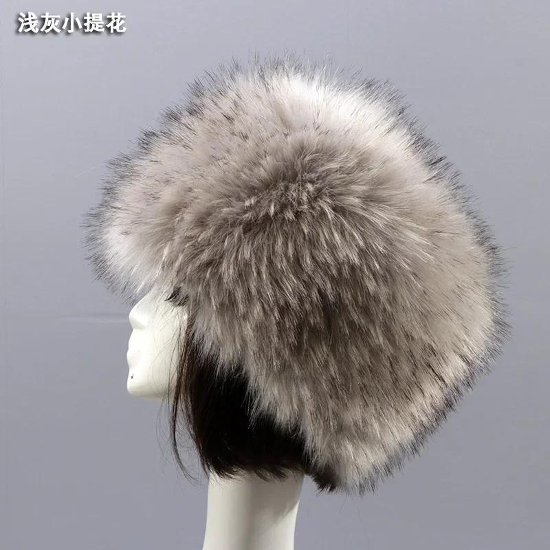 Man Women Fur Hats Thicken Warm Furry Faux Fur Flat Top Caps Winter Russian Casual Luxury skullies beanie ZKG33