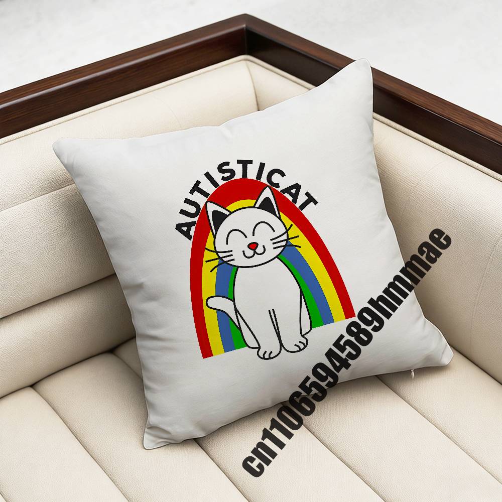 For Autistic Cat Autism Puzzle Throw Pillow Case Sham Xcm Xcm Square Car Pillowcase Pad Cushion Cover