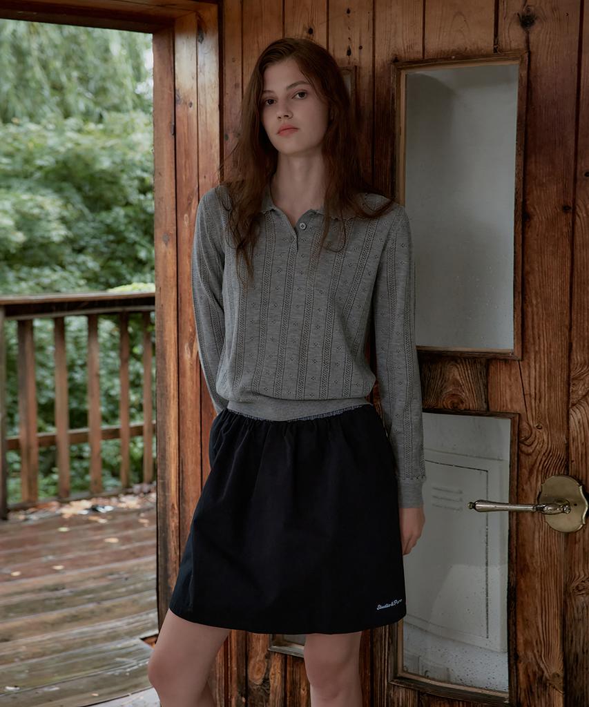 Seutyudioaenpaleukeu Contrast Waist Skirt With Inner Shorts_Navy