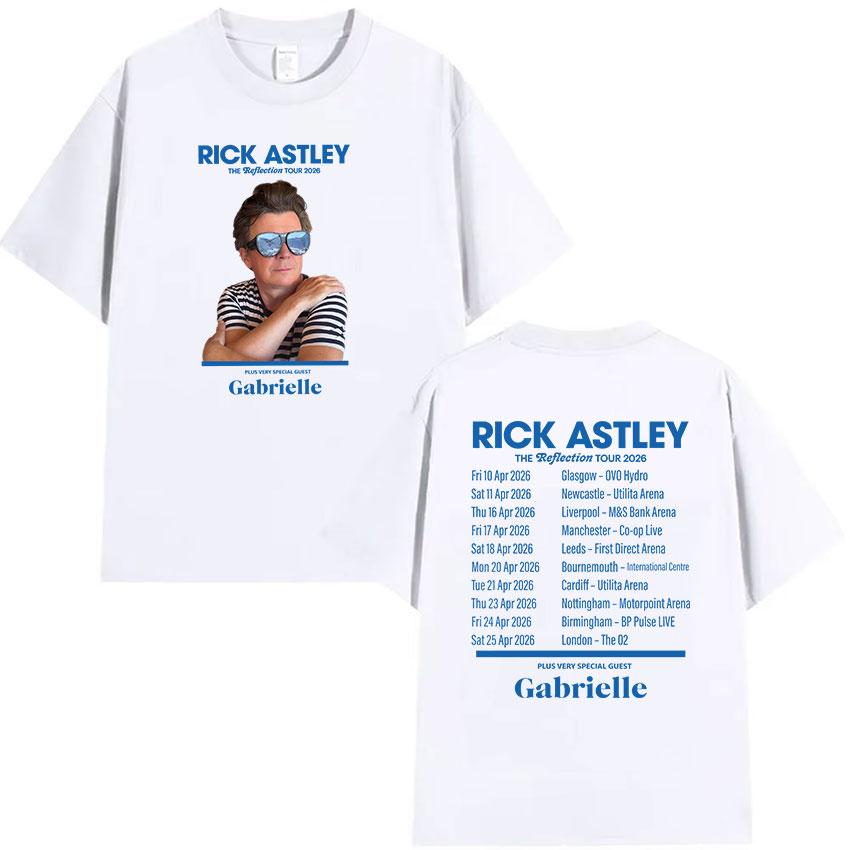 Rick Astley Reflection Tour 2026 Print T Shirts Unisexs Retro High Quality Fashion Tshirt Casual Oversized Cotton Tees Streetwear
