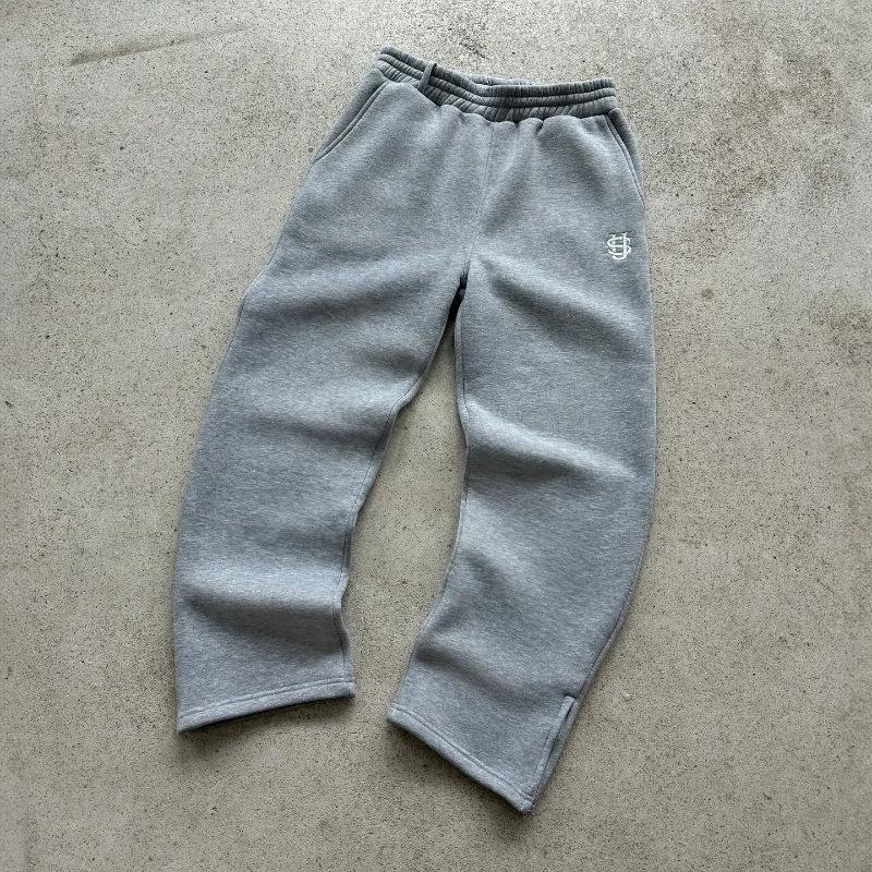European & American Embroidered Hip Hop Zipper Sweatpants - Men's and Women's Casual Long Pants