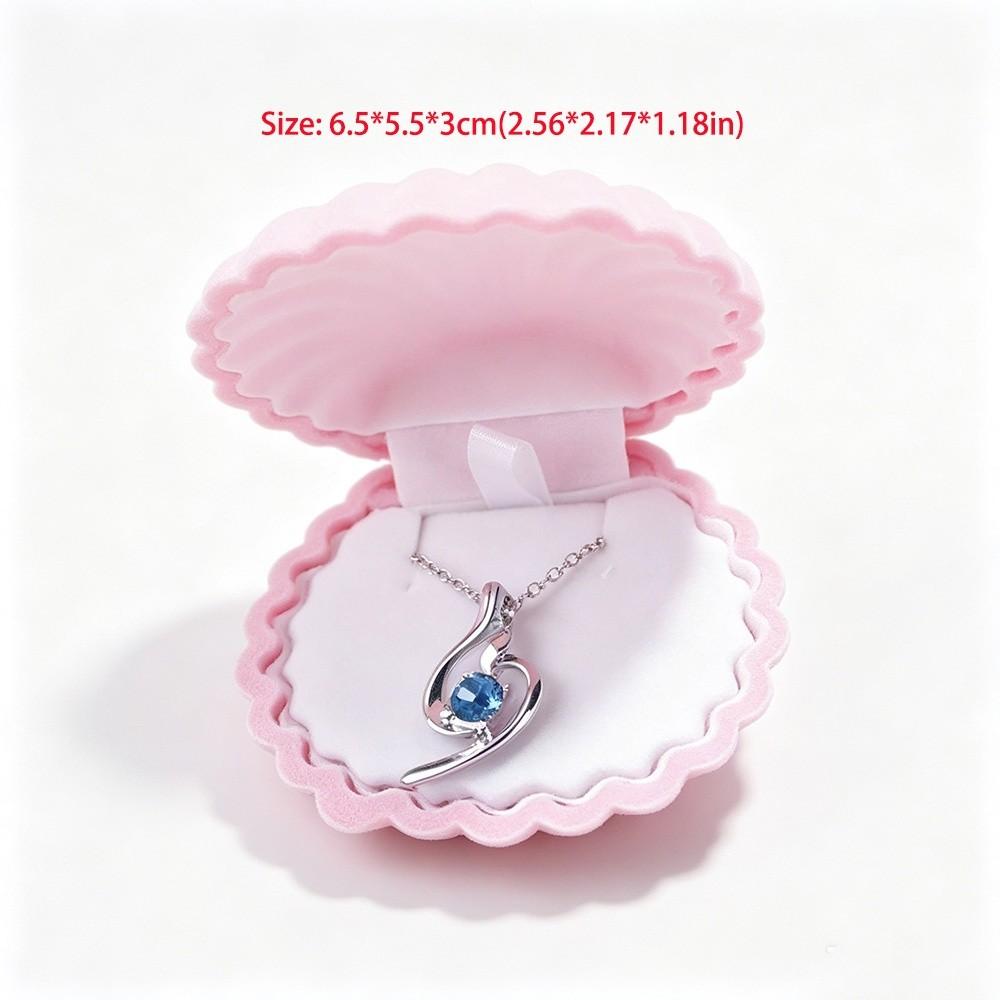 Muschelförmiges Design Muschelförmige Schmuckschatulle Flanellfutter Ring Ohrring Vitrine Hochzeitsgeschenk