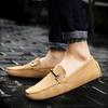 Korean Style Plus Size Loafers - Genuine Leather Hand-Stitched Men's Slip-On Shoes for Spring/Summer 5088