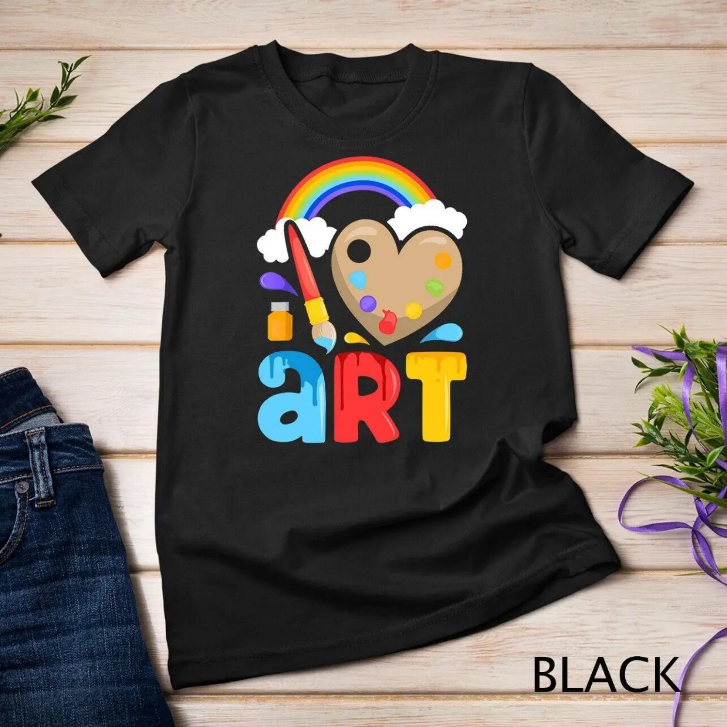 I Love Art Artist Painter Colorful Painting s Kids Girls T shirt S чёрный