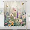 2Pcs Pastoral Floral Curtains 3D Butterfly Wildflower Pattern Living Room Bedroom Balcony Sunshade Fresh Nature Decor Curtains