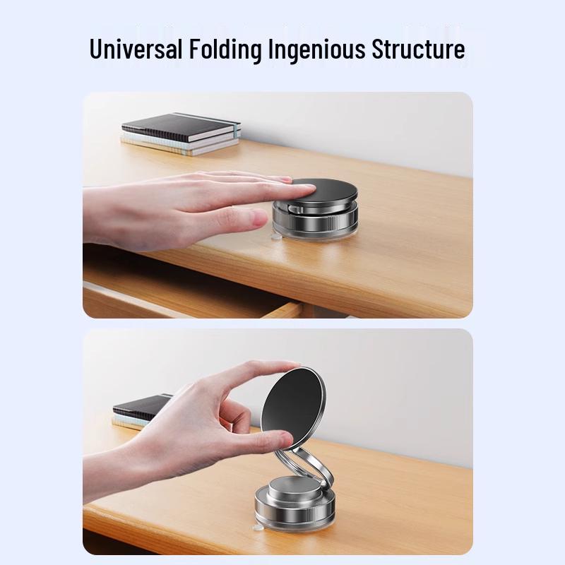 Rotating Magnetic Phone Holder with Vacuum Suction for Car, Desktop, Wall, or Center Console