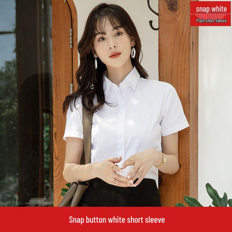 Damska Formalna Bluzka do Pracy - Opcje Długi/Krótki Rękaw w Kolorach Białym, Czarnym, Niebieskim na Wiosnę i Jesień