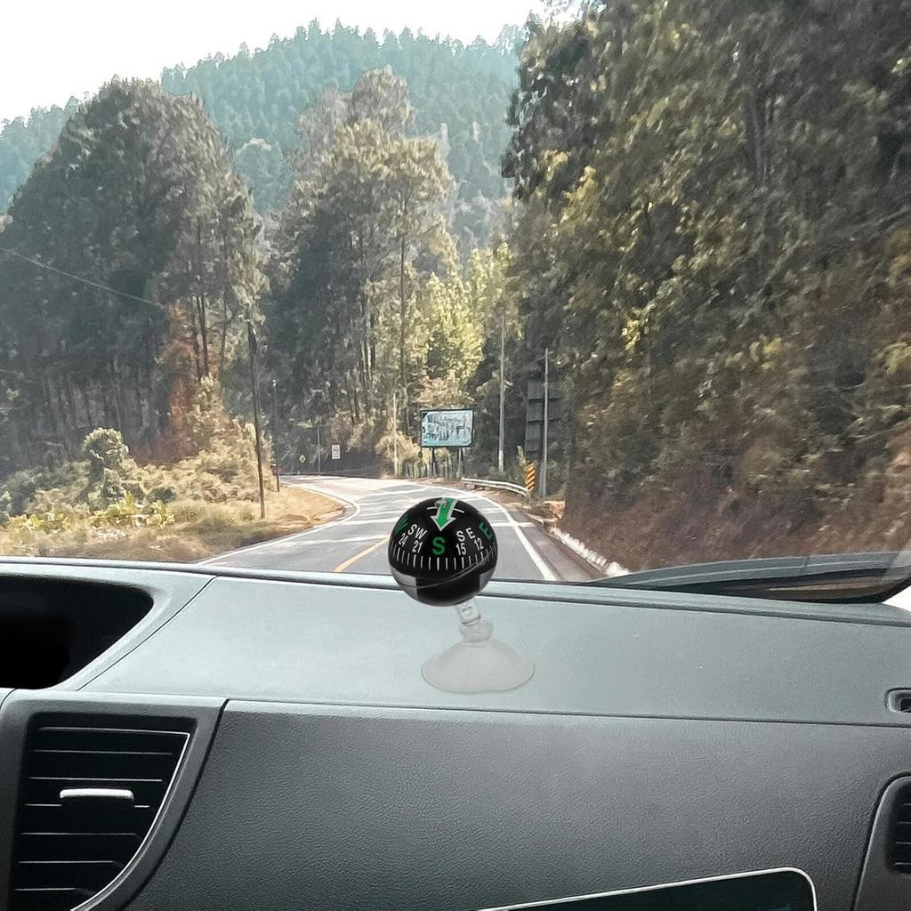 Portable Suction Cup Compass for Vehicle and Use Plastic Dashboard Navigation Ball Car and Boat Direction Guide Featuring Strong Attachment and