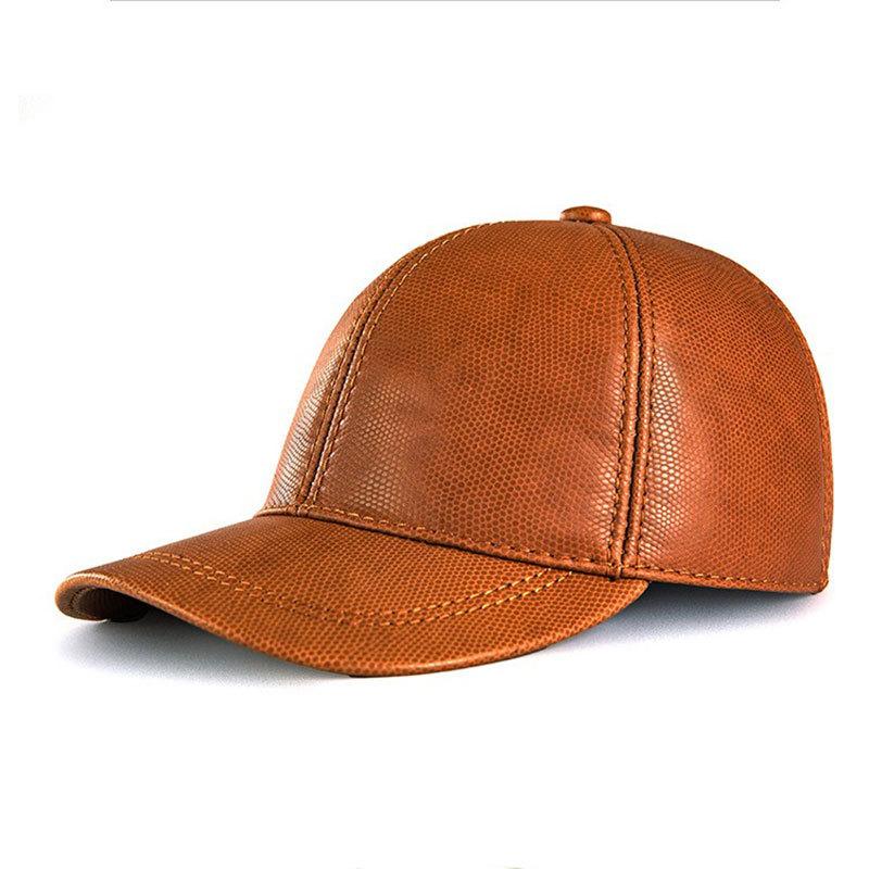 Leder-Baseballkappen für Männer und Frauen Mode Herbst und Winter Erste Schicht Rindsleder Schlangenmuster Kappe für junge Hipster Sonnenschutz Haining neu