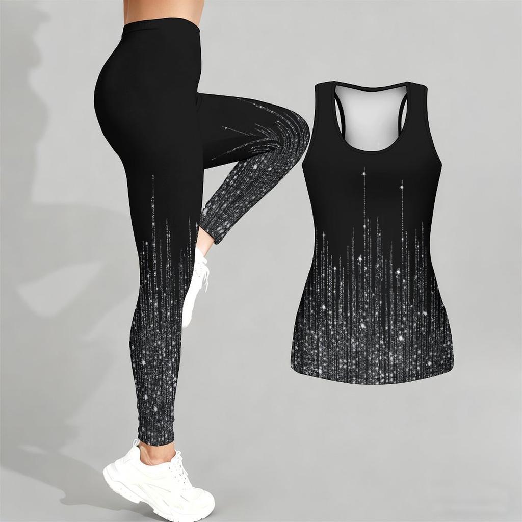 Retro Flower Printed Yoga Outfit for Women Fashion Workout Leggings Fitness Sports Casual Yoga Set Sports Suit