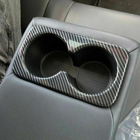 Carbon Fiber Rear Water Cup Holder Cover Trim For Nissan Rogue X-Trail 2021 2022