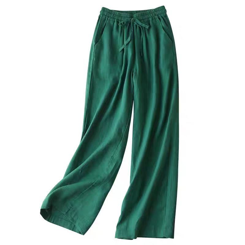 Summer Cotton and Hemp Thin Wide Leg Pants for Women Large Size Loose Sagging High Waist Straight Leg Pants for Children