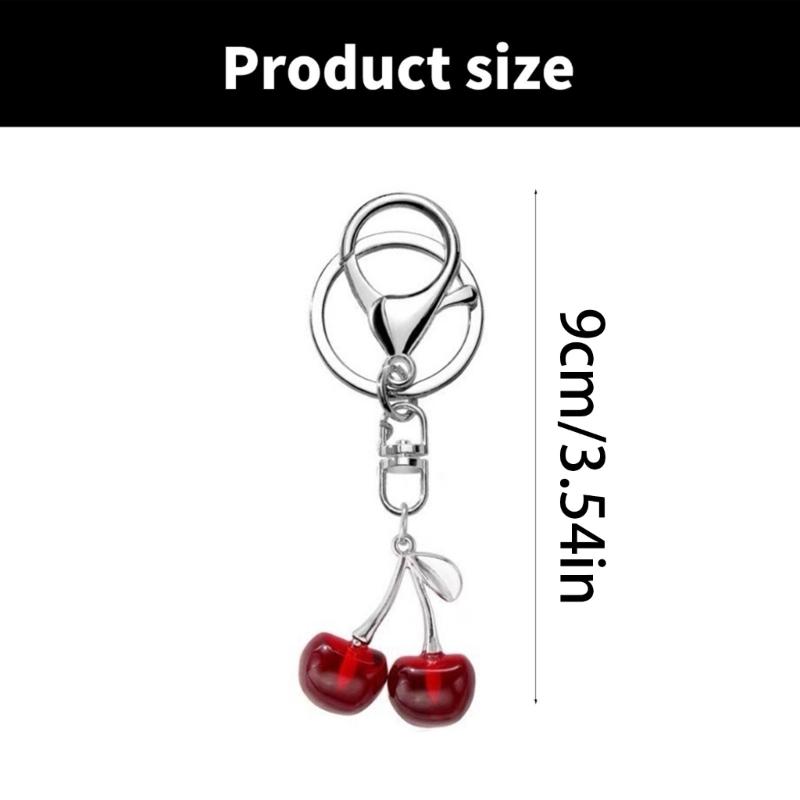 Elegant Cherry Keychain Accessory Stylish Cherry Shaped Pendant Key Rings Lightweight Key Chain for Everyday Use