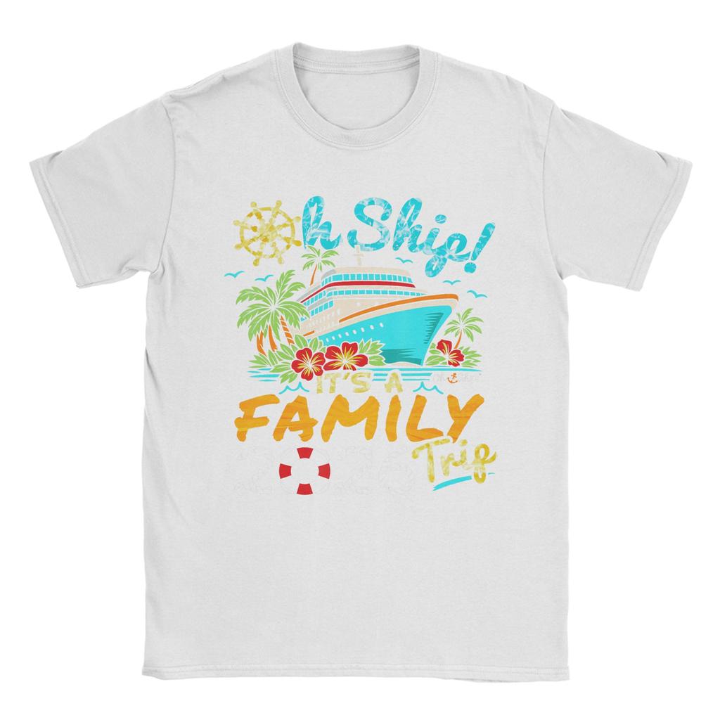 Men TShirt Oh Ship Its a Family Trip 2026 Casual Cotton Tee Shirt Short Sleeve  T Shirt Round Collar Tops Party