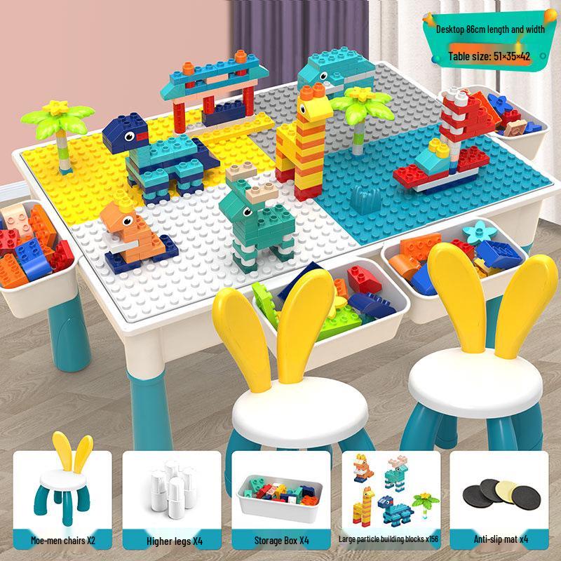 Large Particle Multifunctional Building Blocks Table for Early Education Games