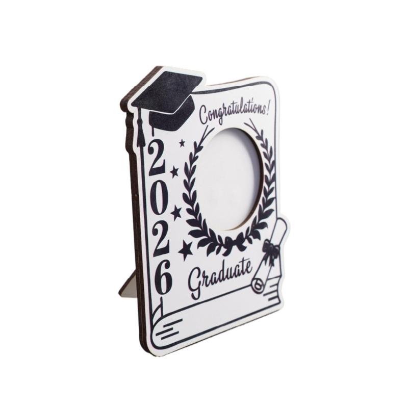 Wood Graduation Photo Frame for Desk Placement, Standing Display with Rear Panel for a Cherished Achievement Photograph