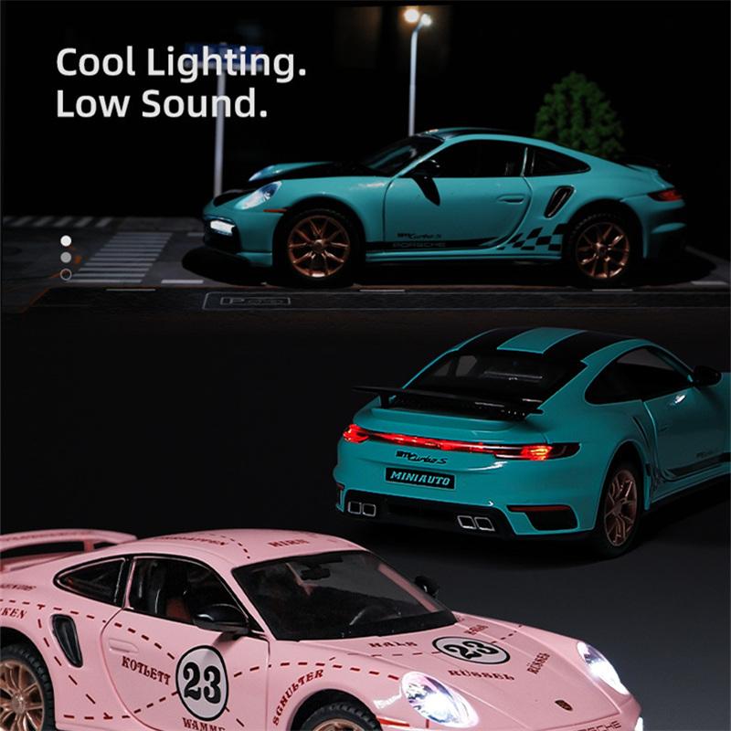 1/24 Porsches 911 TARGA TURBO S Alloy Racing Car Model Diecasts Simulation Metal Toy Car Model Sound Light Collection Gift