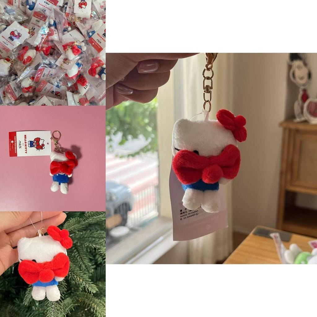 Charming Cute Kt Cat Plush Keychain With Face Covering Bowknot Design For Teens