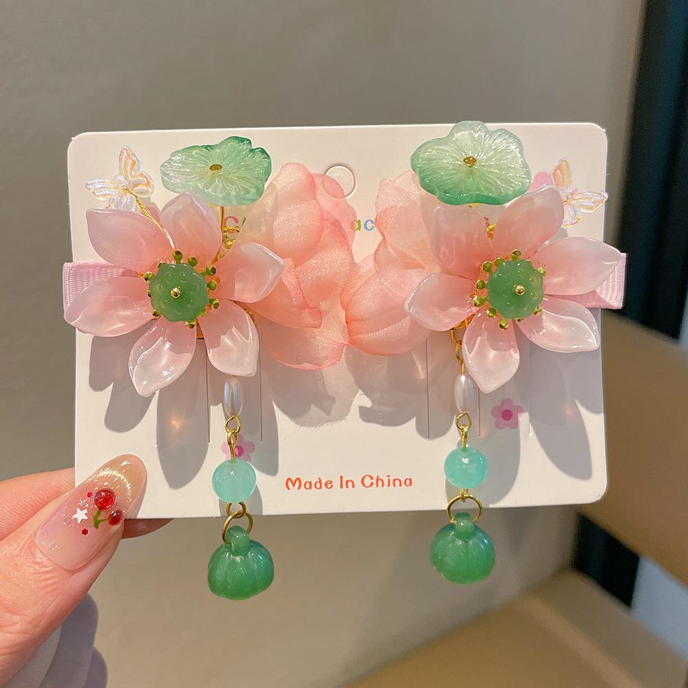 Chinese Style Hanfu Hairpin Set for Girls - Includes Hair Clips, Swaying Tassels, and Butterfly Accessories