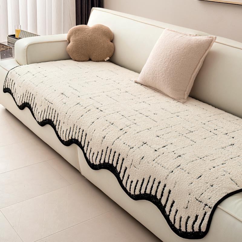 Special-Shaped Sofa Cushion Plush Thickened Non-Slip  Autumn And Winter New High-End Irregular Straight Seat Cushion Cover Cloth