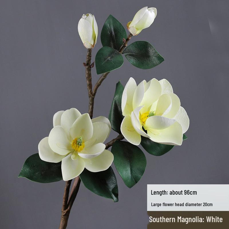 High-Quality Magnolia Flower Bouquet: Realistic Faux Chinese-Style Large Magnolia Branch for Living Room Decoration