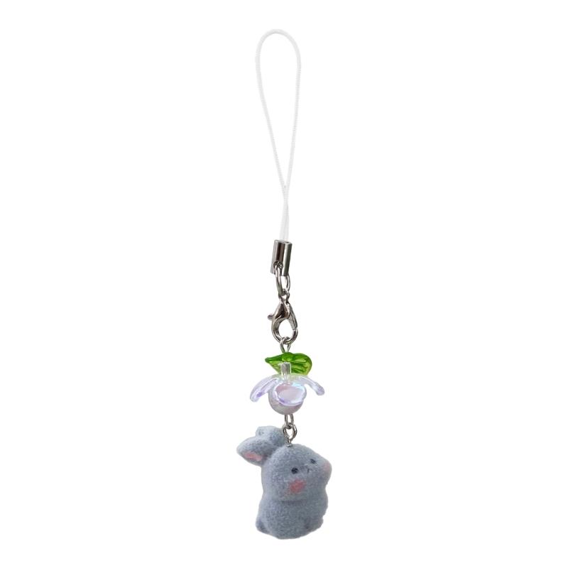 

Charming Furry Rabbit Mobile Chain Resin Material Enhances Phone Aesthetics Suitable for Individualized Decoration сірий колір
