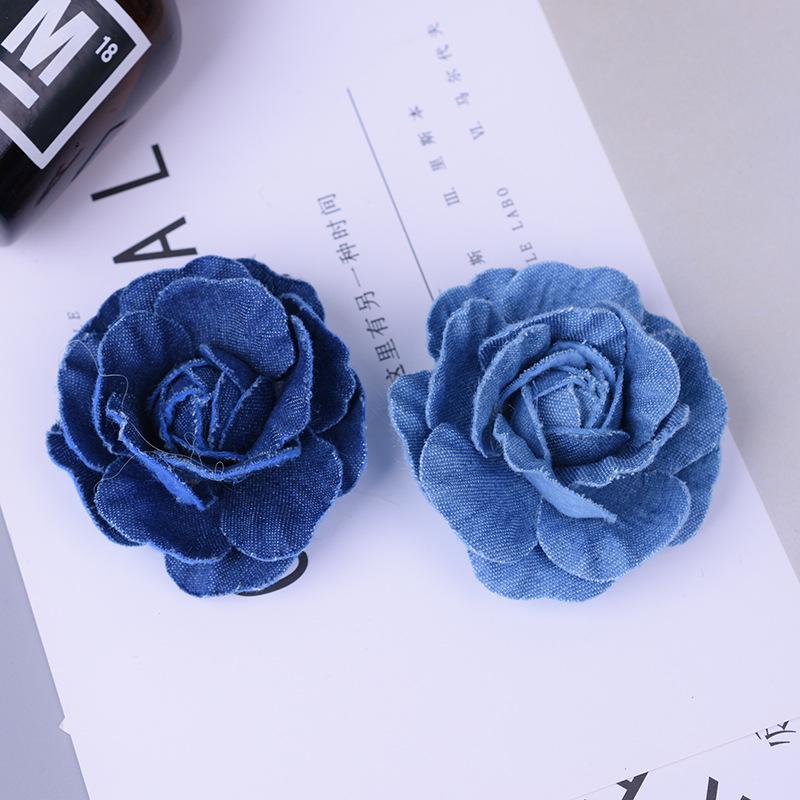 

Камелия Корейский Деним Формирующий Цветок, Ручная Работа DIY Ювелирные Аксессуары, 7.5СМ