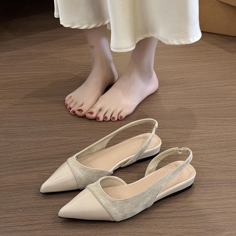 

French niche bag head sandals fairy shoes spring and summer 2025 new evening pointed head shallow mouth with skirt single shoes 35